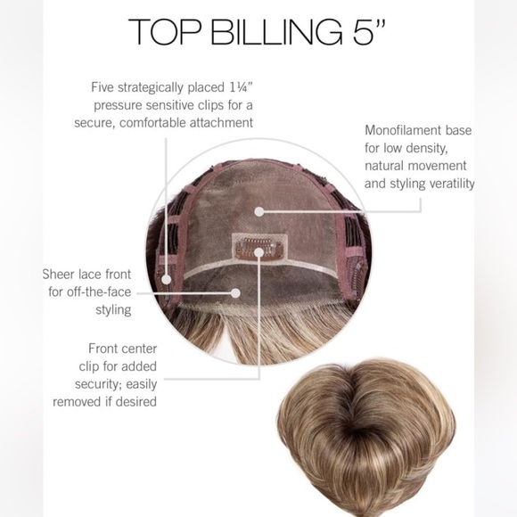 🆕RAQUEL WELCH Topper 5-inch Top-of-the-head hairpiece RL6/30 Copper Mahogany - Picture 8 of 10